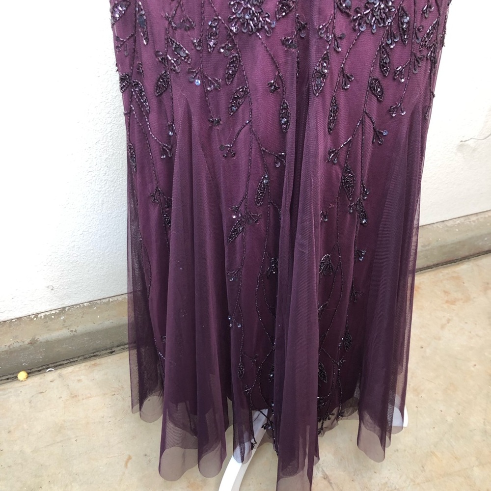 Cameron Blake Purple Beaded Evening A-Line Gown Sz 12 - Picture 5 of 10